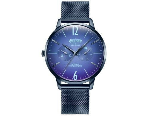 Welder Slim Watch 42 Mesh jean, blaues Glas