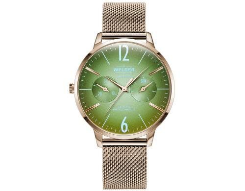 Welder Slim Watch 36 Mesh rosé gold, grünes Glas