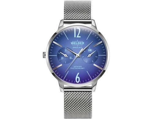 Welder Slim Watch 36 Mesh silber, blaues Glas