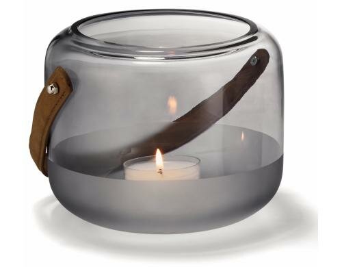 Philippi Windlicht Marlon L mundgeblasen, Leder, H: 14cm