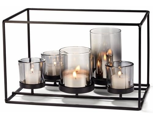 Philippi Windlicht York Stahl, pulverbeschichtet, 3 Gläser/2 Röhren
