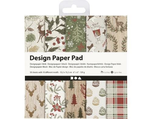 Creativ Company Design-Papier Weihnachten 50 Blatt, 15.2 x 15.2 cm, 120 g