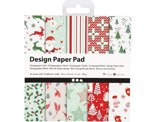 Creativ Company Design-Papier Weihnachten 50 Blatt, 15.2 x 15.2 cm, 120 g