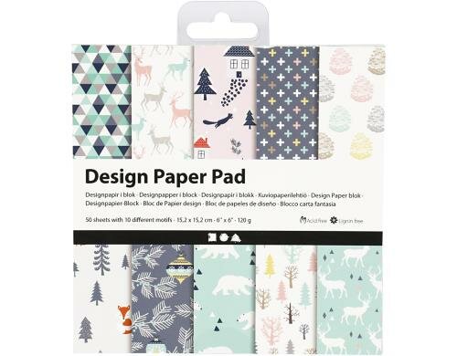Creativ Company Design-Papier Weihnachten 50 Blatt, 15.2 x 15.2 cm, 120 g