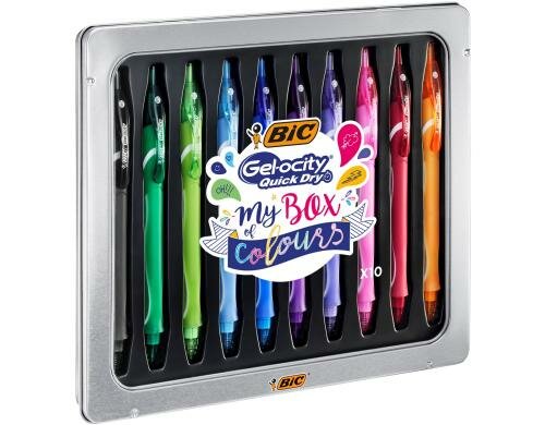 Bic Gel-ocity Quick Dry Gelstift 0.7mm, assortiert, Metallbox à 10 Stifte