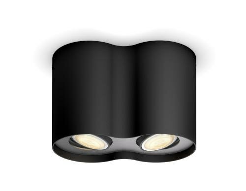 Philips Hue 2er Spot Pillar BK DLC 2x5.5W, 2x350lm, 2200-6500K, Dimmer Sw, BT