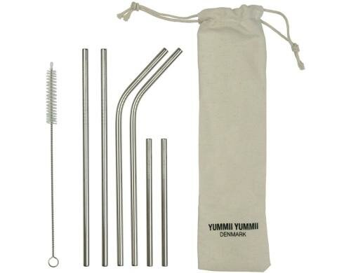 Yummii Yummii Stahlstrohhalme Mix Set 6 Stück, inkl. Reinigungsbürste