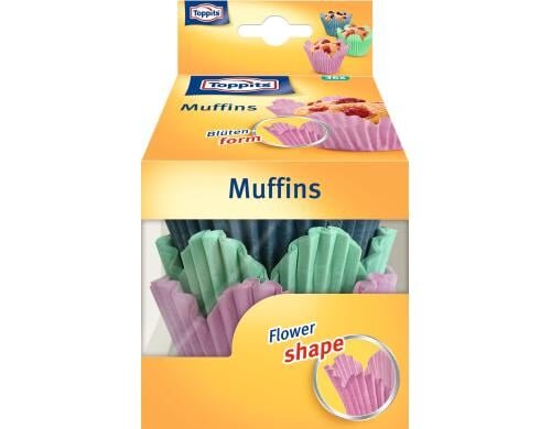 Toppits Muffin-Papierbackförmchen Blütenfor D: 7cm, 36 Stück, 3 Farben