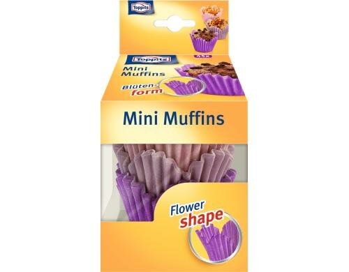 Toppits Mini Muffin-Papierbackförmchen Blütenform, D: 4.5cm, 45 Stück, 3 Farben