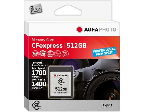AgfaPhoto CFexpress Professional 512GB Lesen 1700MB/s, Schreiben 1400MB/s