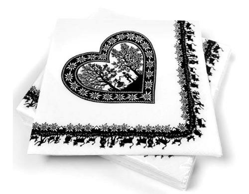 Trendform Servietten Swiss Heart Papier, 3 lagig, 33x33cm, 20 Stück