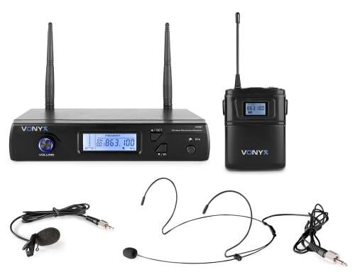 Vonyx WM61B Bodypack + Headset, UHF, 16Ch