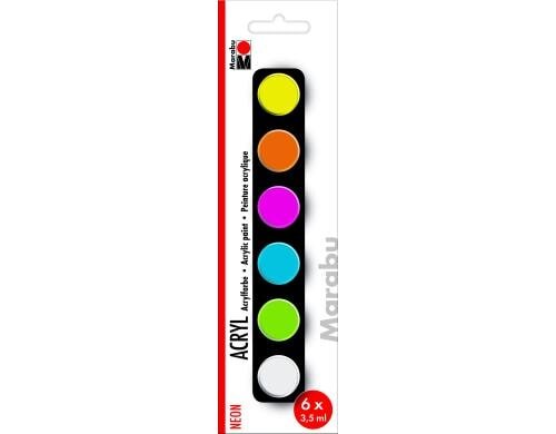 Marabu Acrylfarbe Set Neon 6 x 3.5 ml