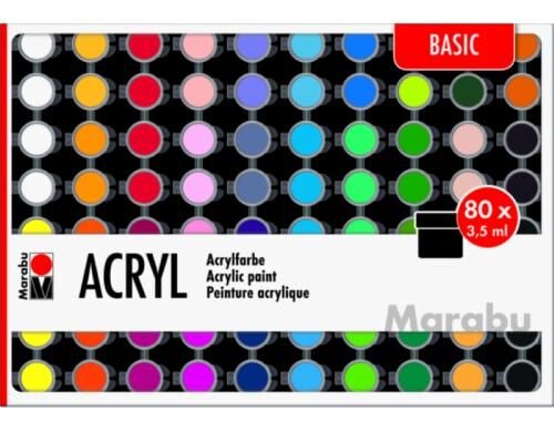 Marabu Acrylfarbe Set Basic 80 x 3.5 ml