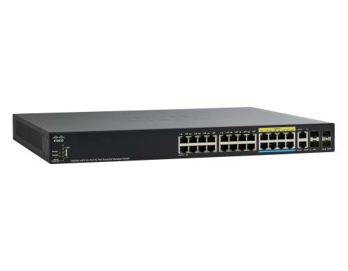 Cisco SG350X-24PV: 24Port stack man. Switch 16xGE,8x5GE,PoE+ (375W), 4xSFP+/RJ45 10GE