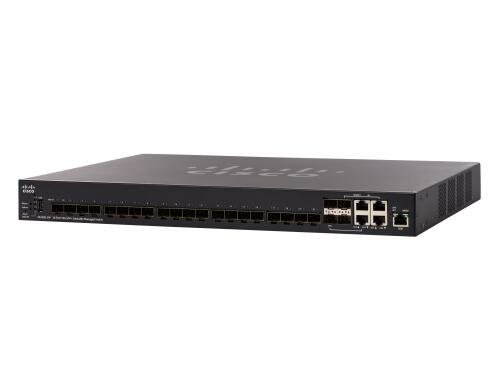 Cisco SX350X-24F: 24 Port SFP+ T Switch Stack. man, 24x10GE SFP+, 4xSFP+/10GE Combo