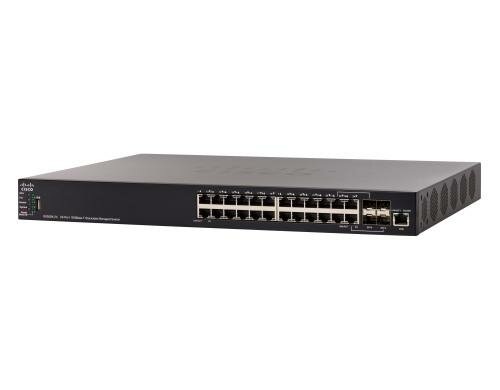 Cisco SX550X-24: 24 Port 10GE T Switch Stack. manag., 24x 10GE RJ45, 4x SFP+/RJ45