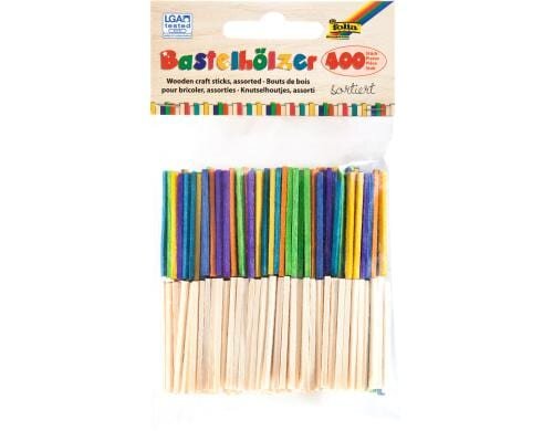 Folia Bastelhölzer Sortiert 400 Stück 400 Stück (200 Natur/200 Bunt)