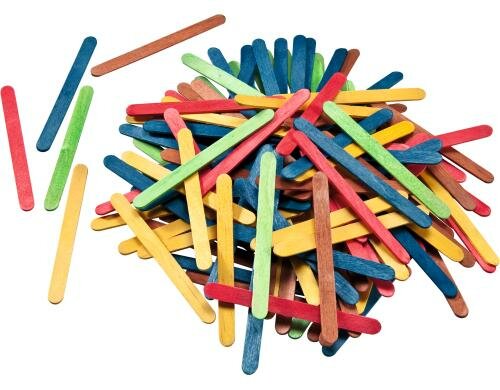 Folia Holzstäbchen Farbig 500 Stück 500 Stück, Farbig sortiert