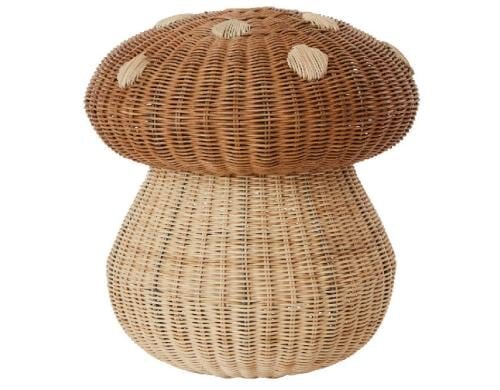 OyOy Aufbewahrungskorb Mushroom 100% Rattan, Ø42 x H46 cm