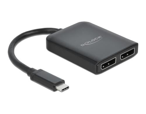 Monitor Splitter USB Typ-C  zu 2X DP 4K bis 30Hz, schwarz, DP Alt Mode, MST, VXP