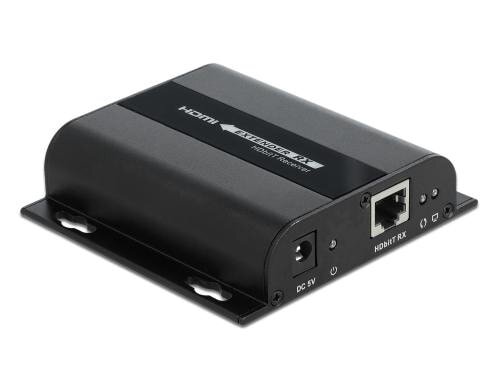 Delock HDMI Video Receiver, 1080p RJ45, HDMI-A, DC, Klinke, Metall schwarz