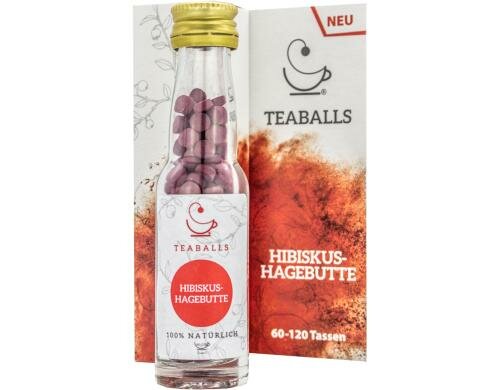 Glasflasche Hibiskus-Hagebutte Teaballs 240 Stück