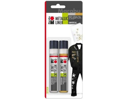 Marabu Liner Metallic 2er-Set, Gold und Silber