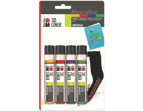 Marabu Plusterfarbe 3D-Liner Set à 4 x 25 ml