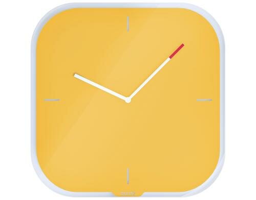 Leitz Cosy Wanduhr aus Glas gelb
