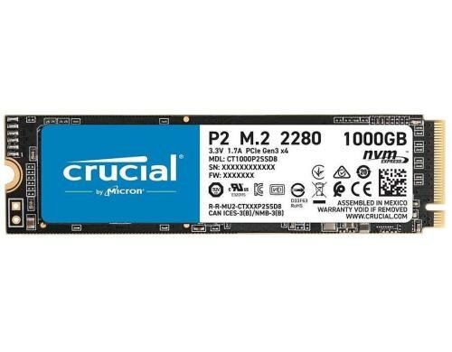 Crucial SSD P2 1TB, M.2 NVMe PCIe Gen3 x4 lesen 2400MB/s, schreiben 1800MB/s, m2_2280