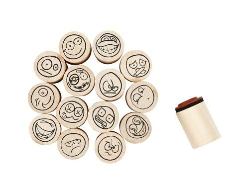 Creativ Company Motivstempel Smiley 15 Holzstempel, D: 20 mm