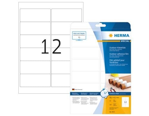Herma Wetterf. Outdoor-Folienetiketten 9533 120 Etiketten, A4, 10 Blatt, 99,1 x 42,3