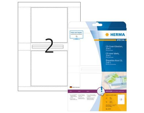 Herma CD-Cover-Etiketten 4373 50 Etiketten, 25 Blatt