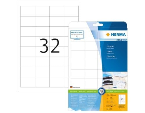 Herma Premium-Etiketten 4200 48.3 x 33.8mm 800 Etiketten,25 Bl., permanent