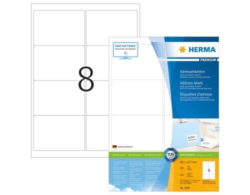 Herma Premium-Etiketten 4269 99.1 x 67.7 mm 800 Etiketten, 100 Bl., permanent