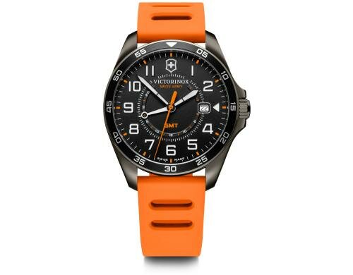 Victorinox FieldForce GMT Ø42, gun metal, black dial, orange rubber