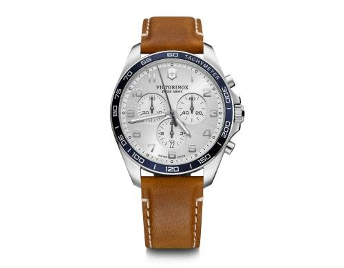 Victorinox Fieldforce Classic Chrono Ø42, silver white D, brown lea St