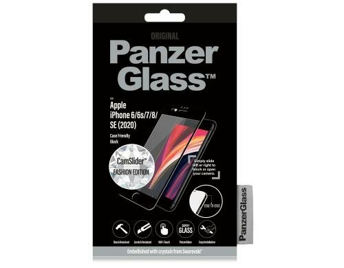 Panzerglass Displayschutz CamSlider CF für iPhone 6/6s/7/8/SE, Swarowski,black, CF