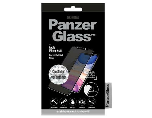 Panzerglass Displayschutz Privacy CamSlider für iPhone 11 Swarowski, black, CF, privacy