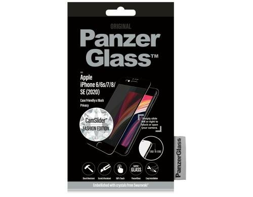 Panzerglass Displayschutz Privacy CamSlider für iPhone 6/6s/7/8/SE Swarowski, bl, CF,pr