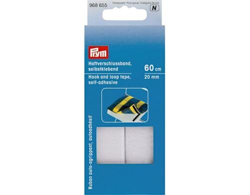 Prym Haftverschlussband, weiss 20 mm, Karte 60 cm, selbstklebend