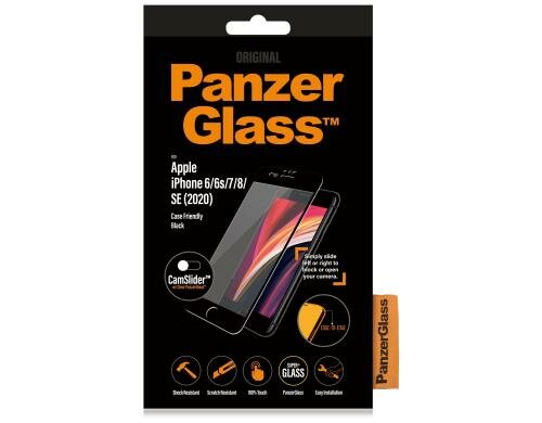 Panzerglass Displayschutz CamSlider, CF für iPhone 6/6s/7/8/ SE, CF, black