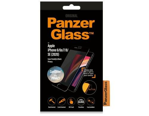 Panzerglass Displayschutz Privacy CamSlider für iPhone 6/6s/7/8/SE, CF, black