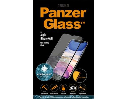 Panzerglass Displayschutz CamSlider, CF,AB für iPhone XR/11, CF, Anti-bacterial, black