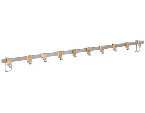 Wenko Hakenleiste Premium 80x2.5x4 Flachstahl/Bambus, Inkl. Schra+Düb+10Haken