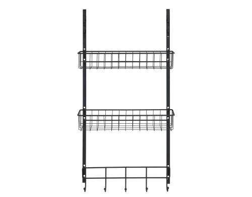 Wenko Türregal schwarz 39x10x75, 2 Ablagekörbe, 5 Haken