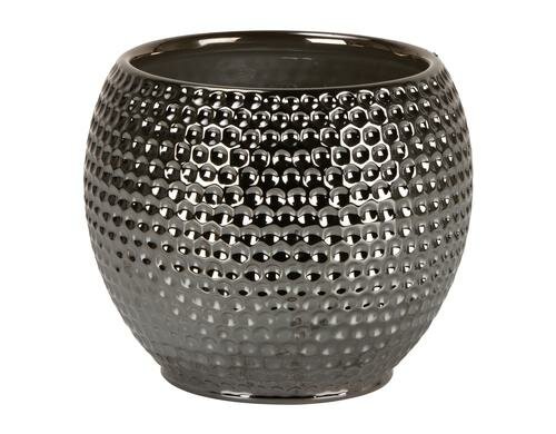 Scheurich Übertopf Silber dunkel, Keramik D oben: 14 cm, D: 17 cm, H: 16 cm