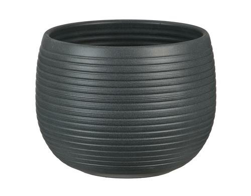 Scheurich Übertopf Schwarz, Keramik D oben:14.9 cm, D unten:11.7 cm, H:14.3 cm