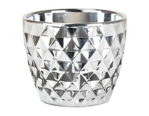 Scheurich Übertopf Silber, Keramik D oben:12.7 cm, D unten:8.4 cm, H:11 cm